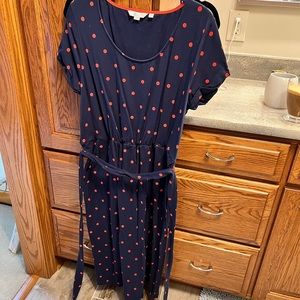 Boden womens polka dot midi dress with belt